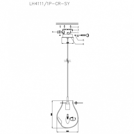 Подвесной светильник Nertus LH4111/1P-CR-SY фото 3