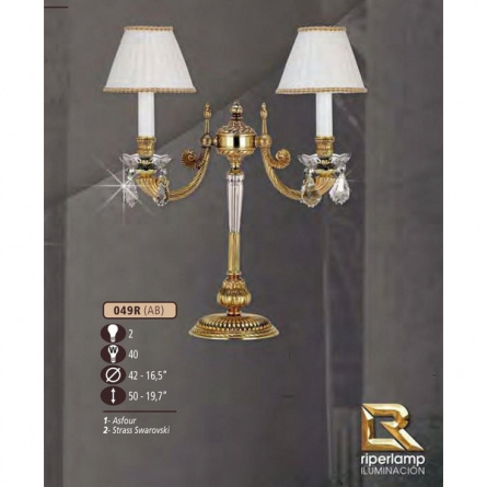 Интерьерная настольная лампа 049R 049R/2 AB ASFOUR,CREAM SHADE фото 1